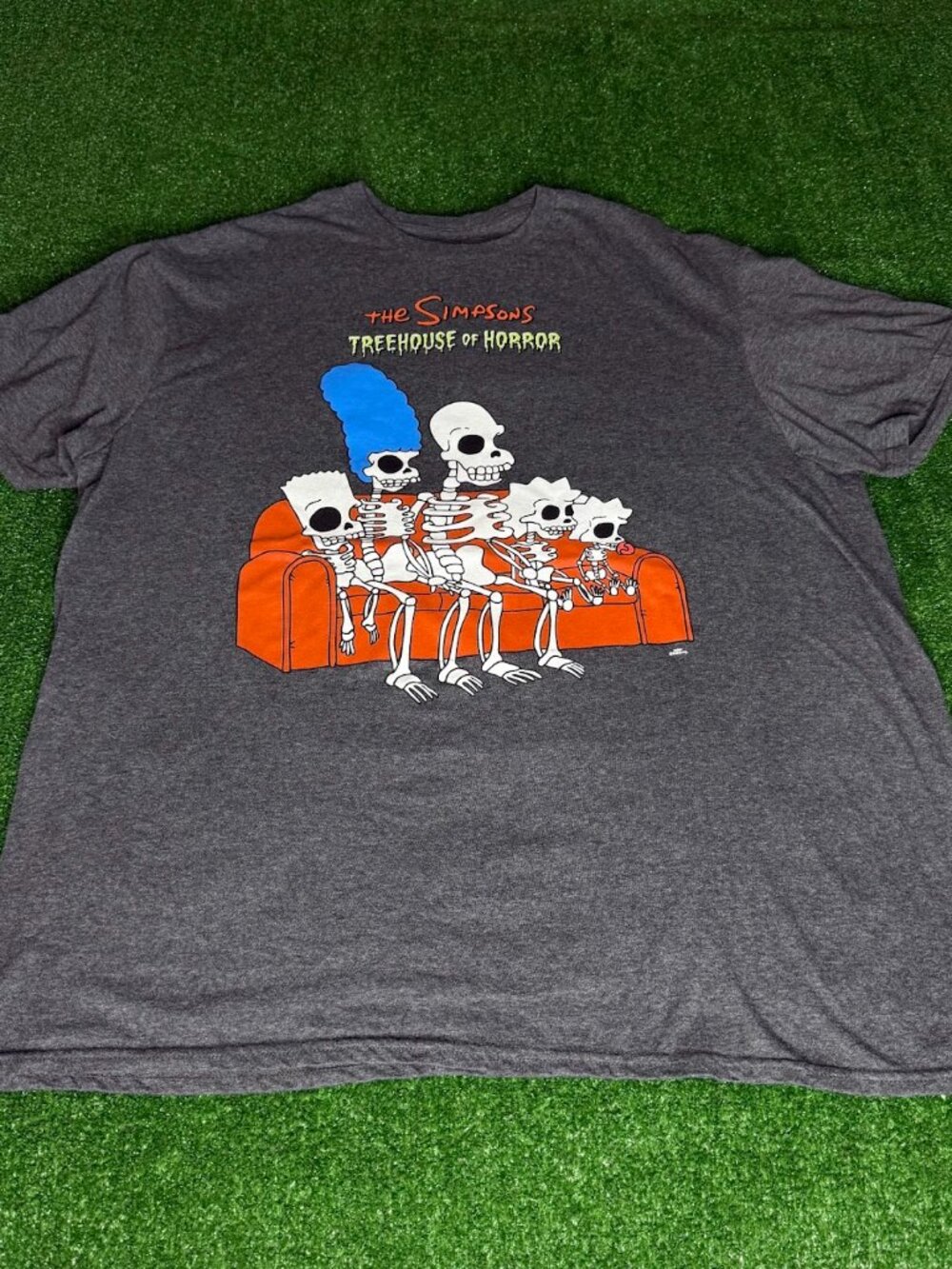 The Simpsons Treehouse of Horror Family Bones Skeleton T-Shirt Heather Gray XL
